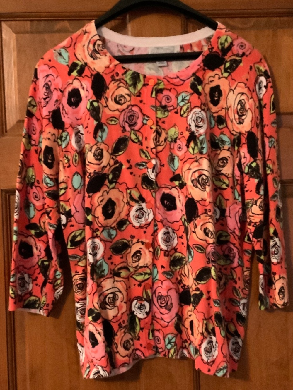 Mercer Street Studio Cardigan Sweater, Women’s Medium, Coral Multi
